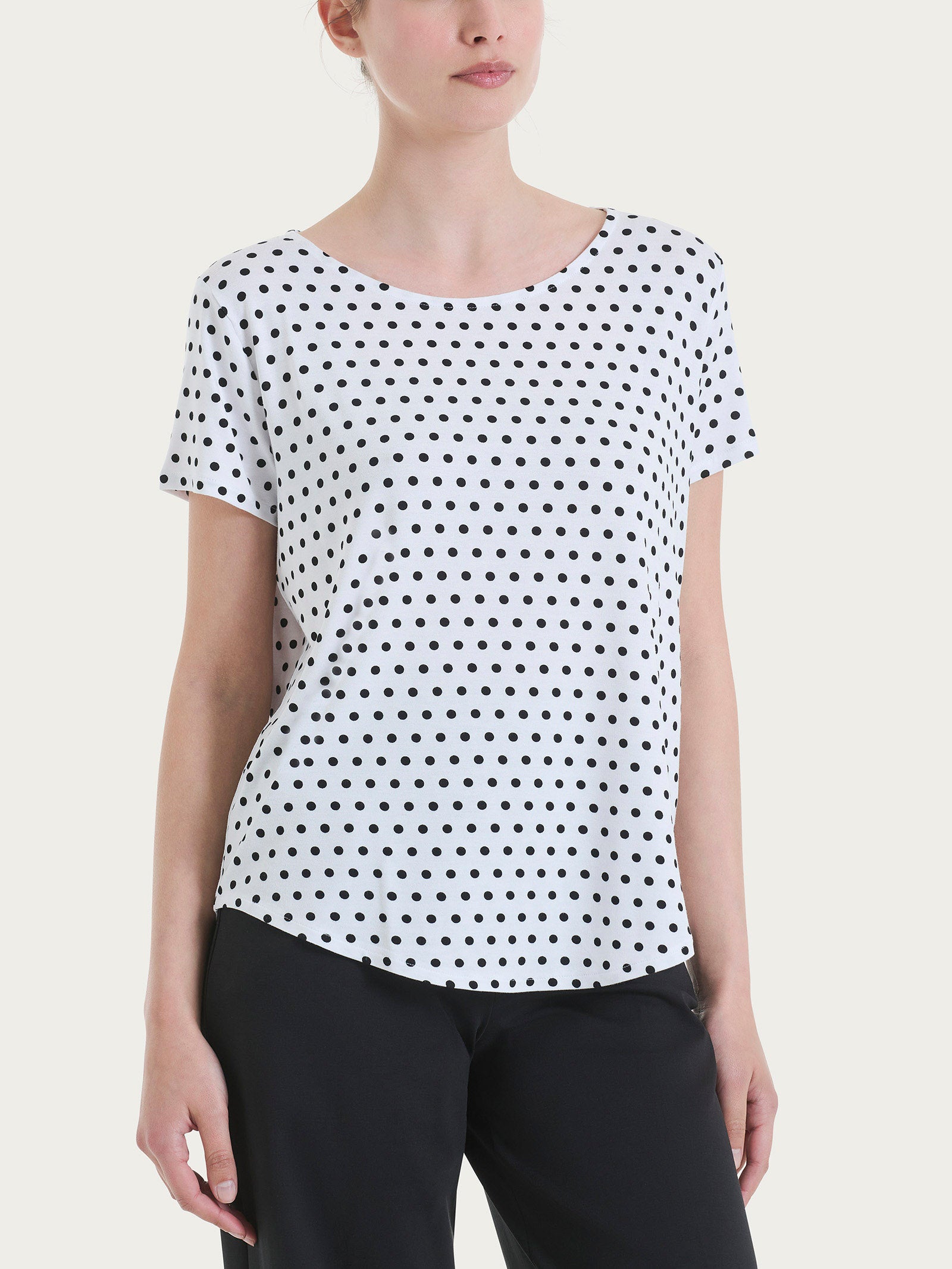 Ragno Viscosa Summer Maglietta Donna Fant.Bianco pois