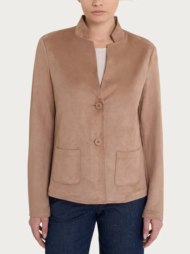 Ragno Eco Suede Short blazer giacca Warm Taupe due bottoni