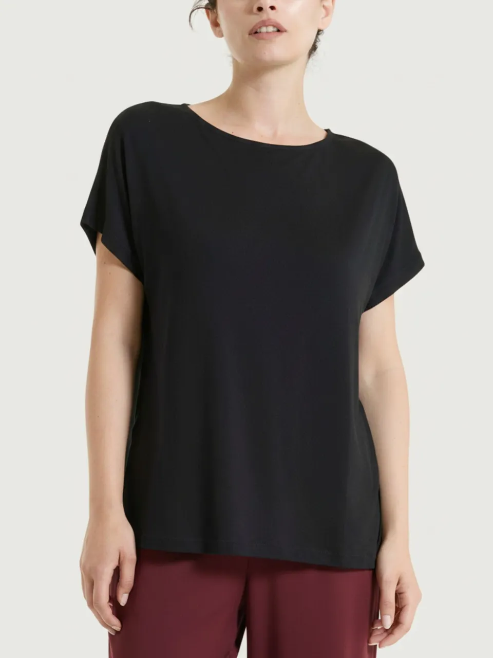 Ragno Viscosa Summer Girocollo maglietta donna kimono Nero