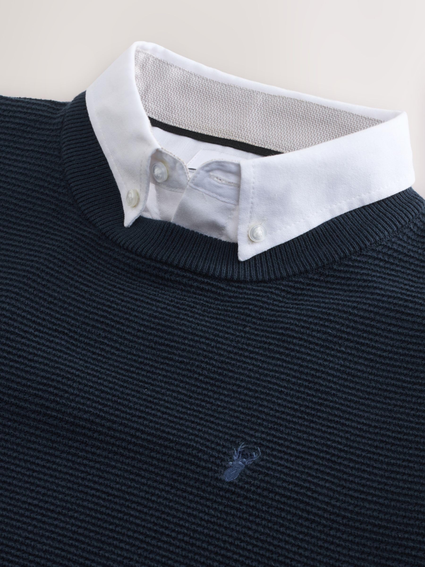 Next Oxford Testurizzata camicia uomo M blu navy regular