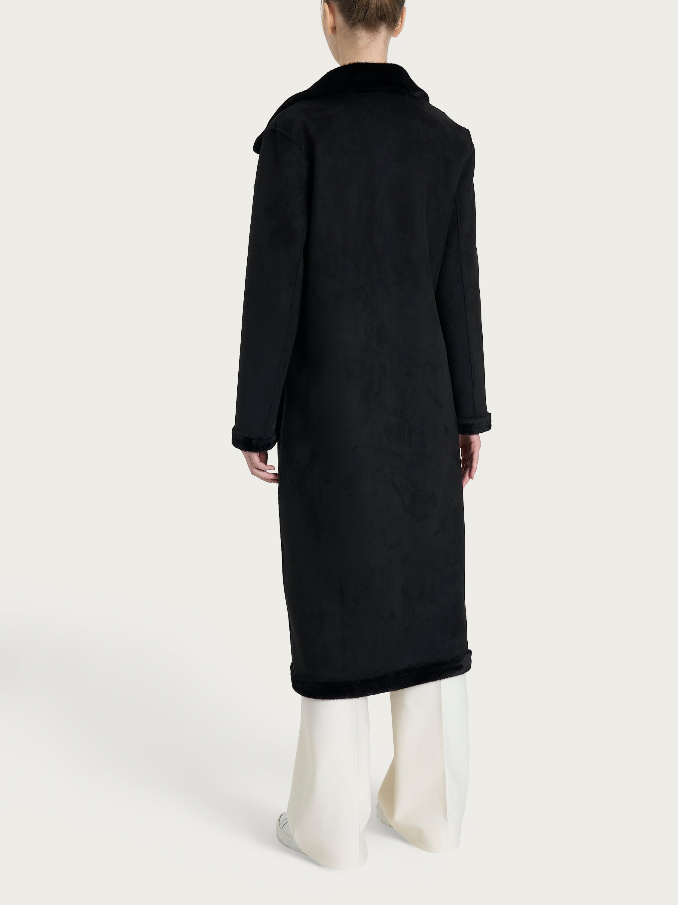 Ragno Comfort Cappotto Lungo Nero Double-Face