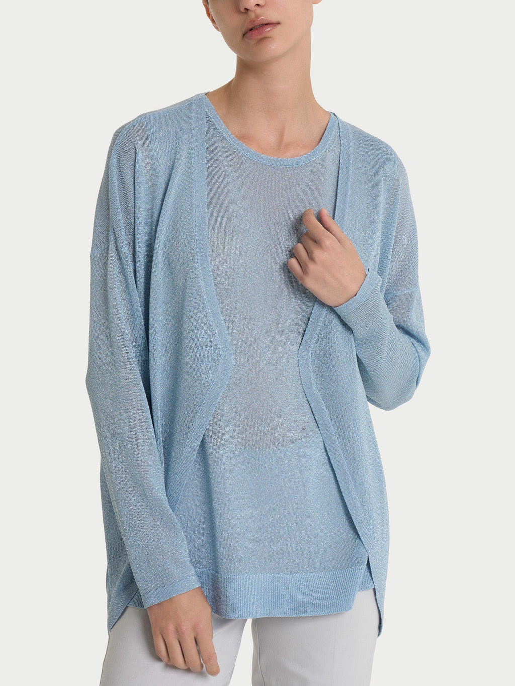 Ragno Lurex Crêpe Cardigan Skyway aperto