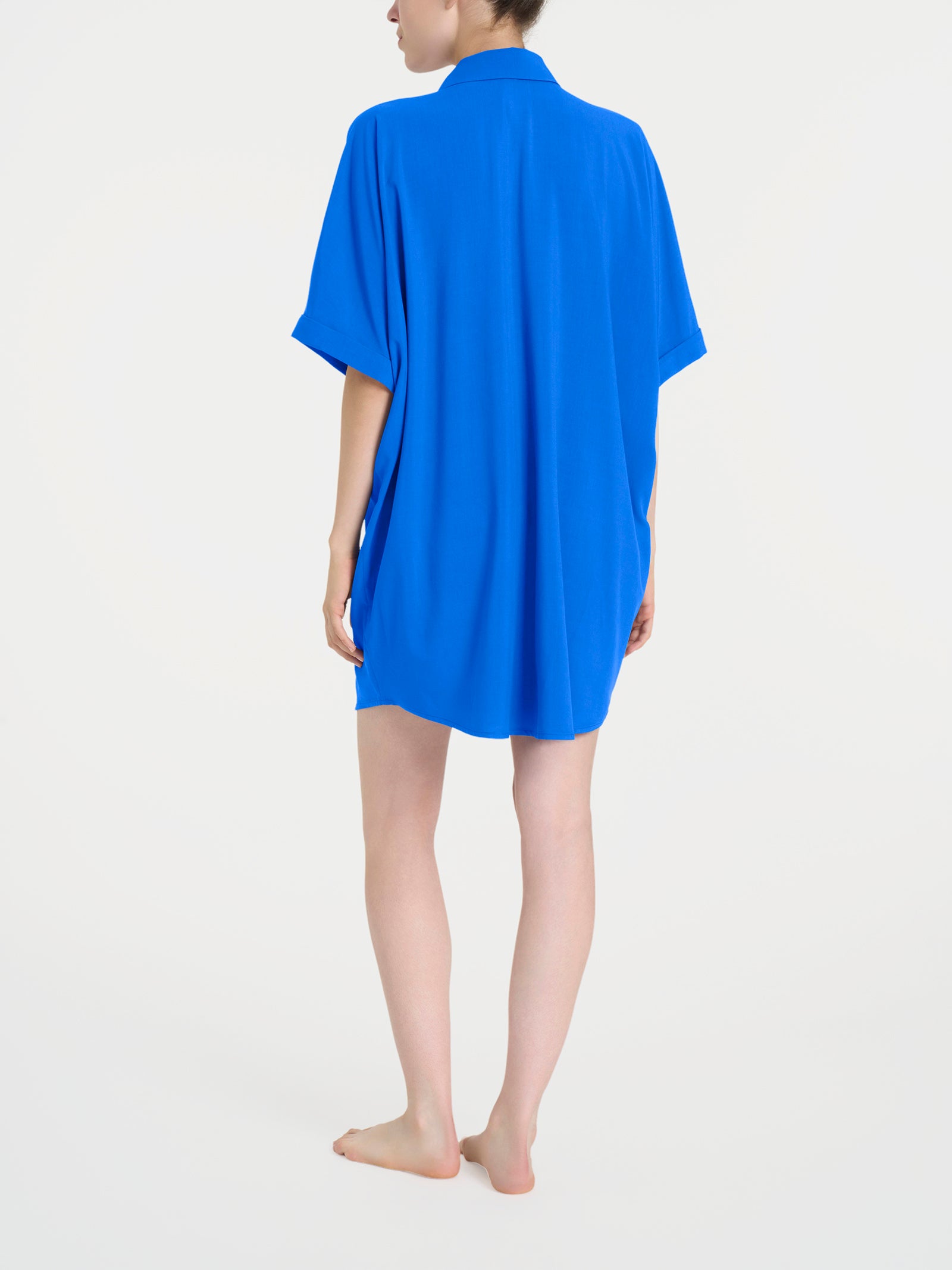 Ragno EcoSeta chemisier kimono blu corto viscosa