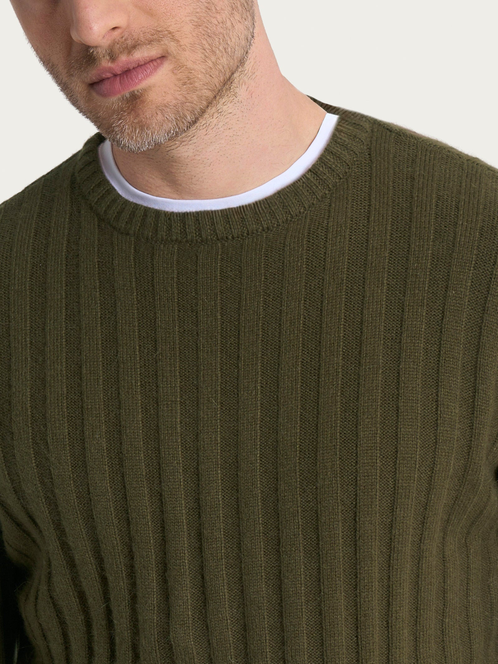 Ragno Natural Soft Girocollo maglia uomo Dark Olive calda