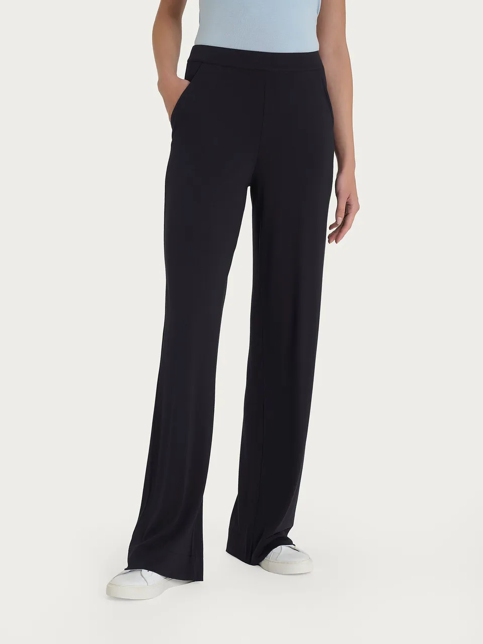 Ragno Palazzo Pantalone Ampio Nero Viscosa Crêpe