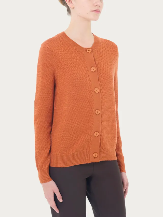 Ragno Merino Soft Cardigan Corto Donna Rust Lana Pura