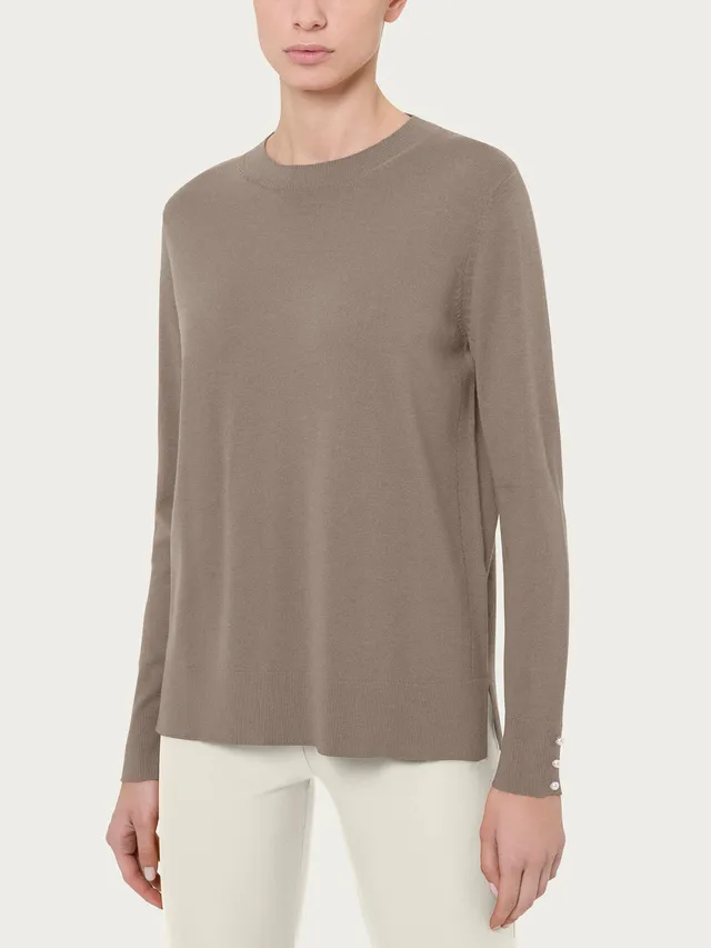 Ragno Merino Soft Maglia Girocollo Perline Weathered Teak