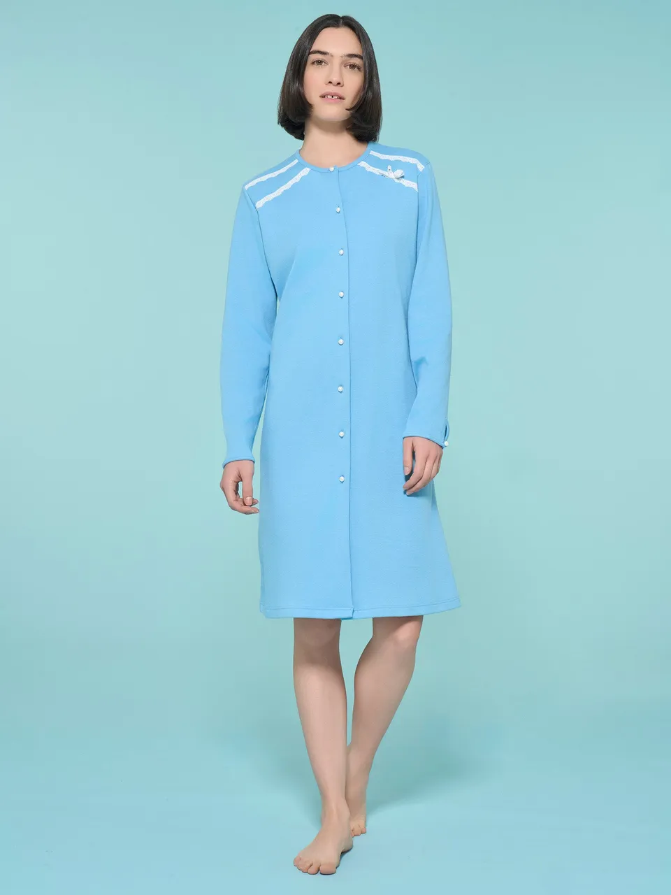 Ragno Sweet Emotion Camicia Notte Aperta Dusk Blue Cotone