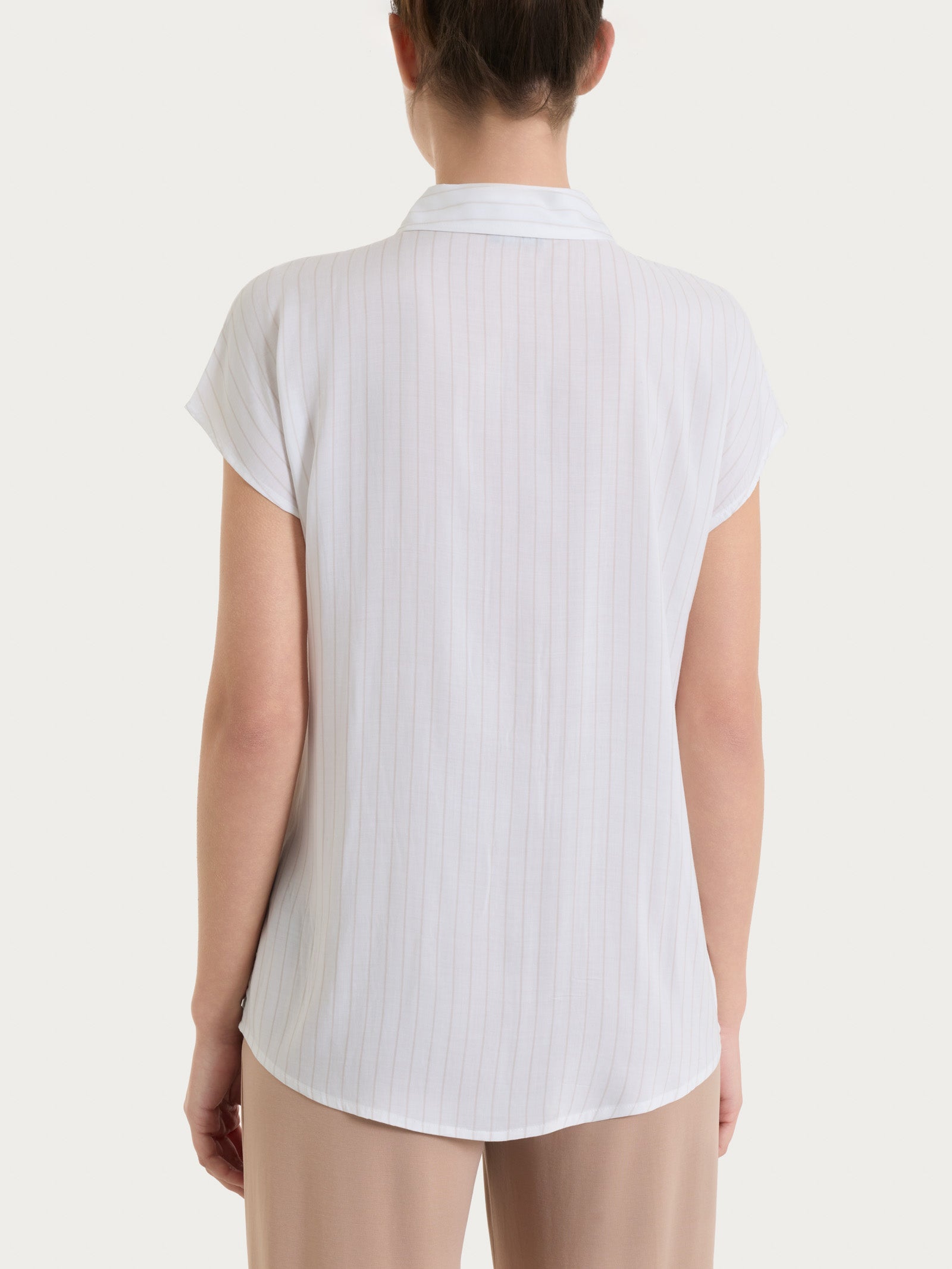 Ragno Ecoseta Camicia Rigata Manica Corta Champignon fluida
