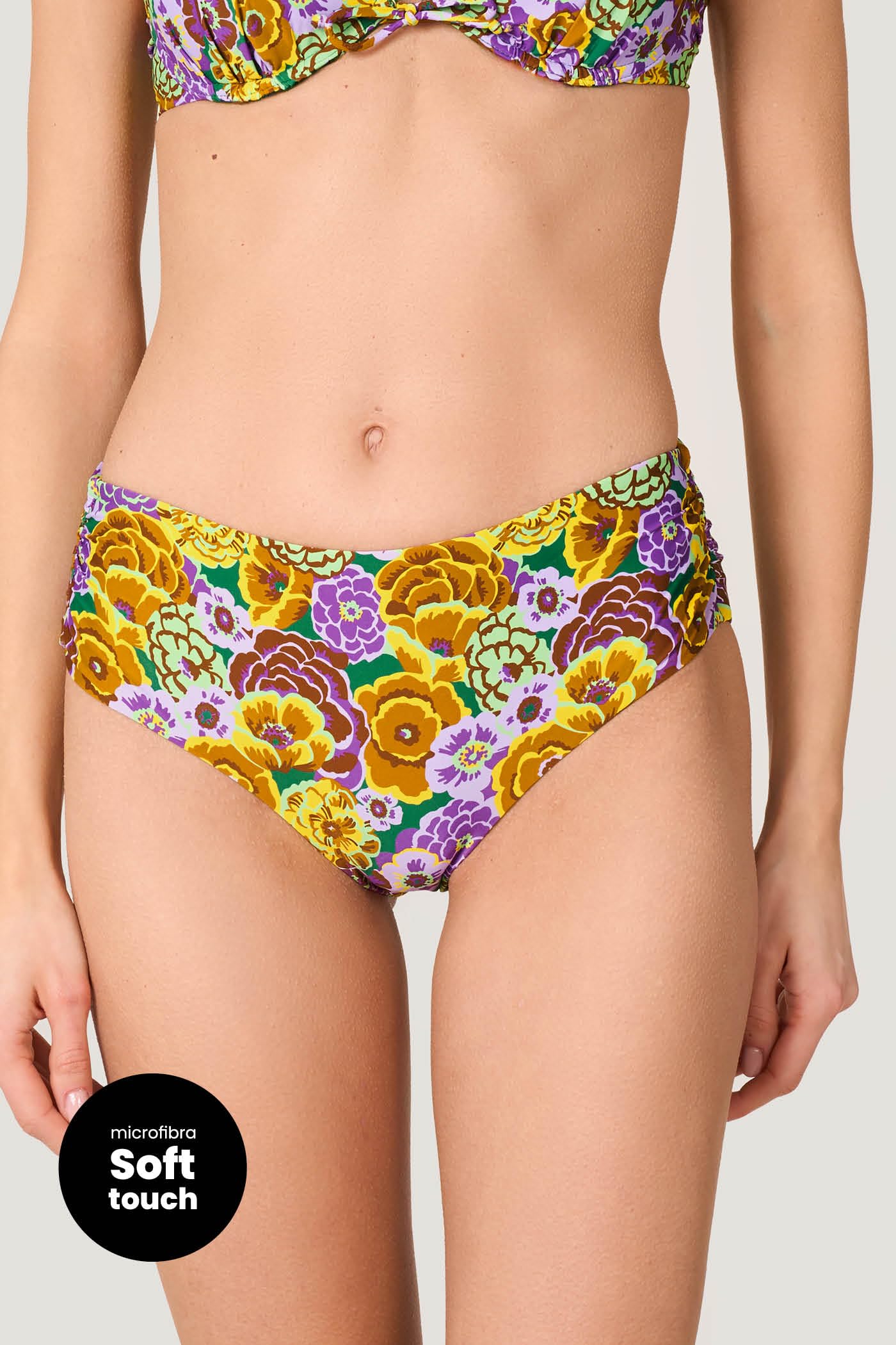 Goldenpoint Fleur slip bikini fianco alto floreale