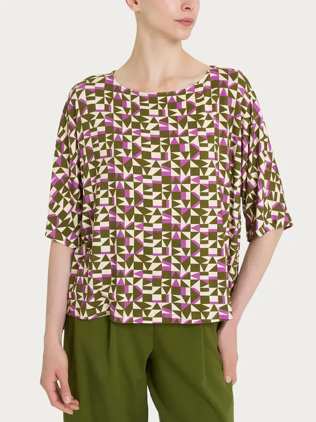 Ragno Viscosa Summer Maglia girocollo Cattleya Orchid viscosa