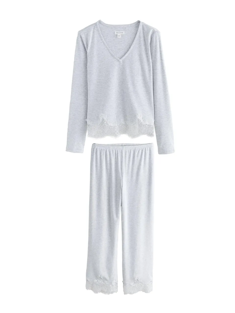 Next pigiama donna maniche lunghe coste pizzo taglia S