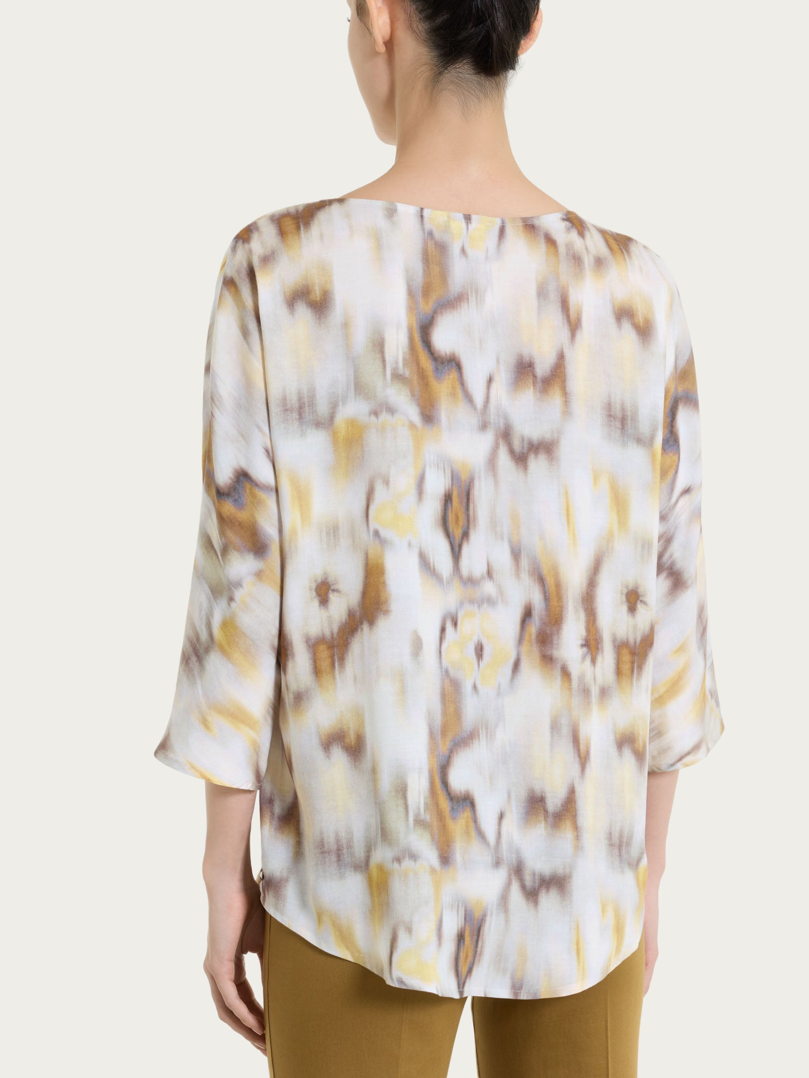 Ragno EcoSeta Blusa Manica 3/4 Khaki in Raso di Viscosa