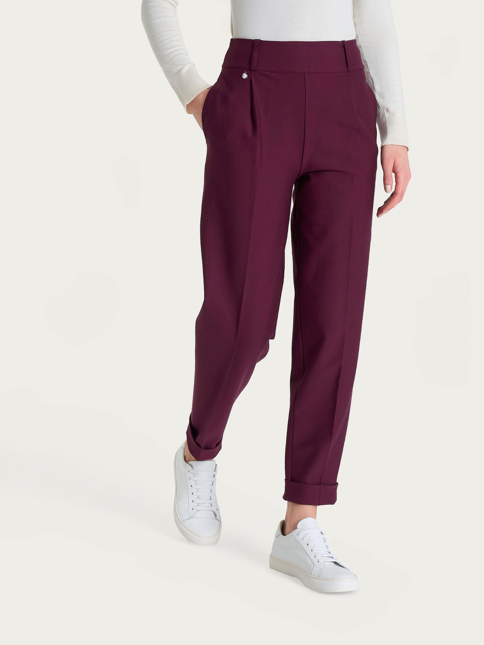 Ragno Compact Pantalone Carrot tasche pantalone viola Fig