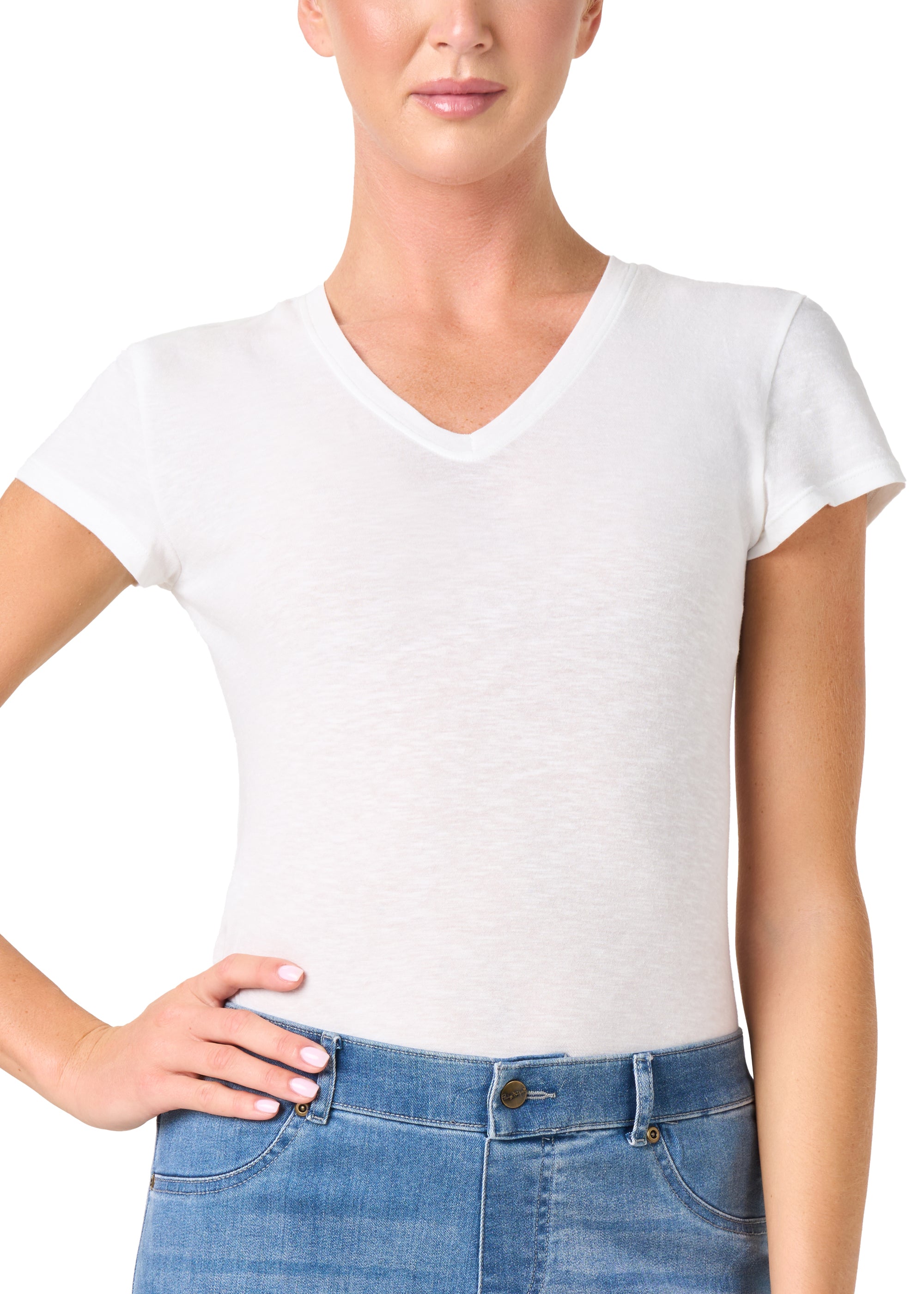 Philippe Matignon T-Shirt Leger Scollo V Maglia Lino e Cotone