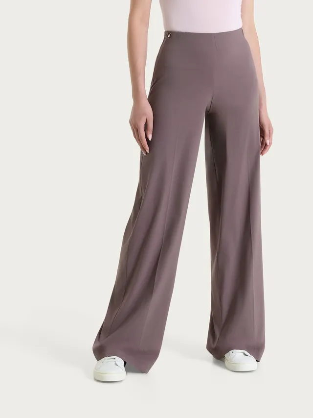 Ragno Super Fresh pantalone palazzo Plum Truffle leggero