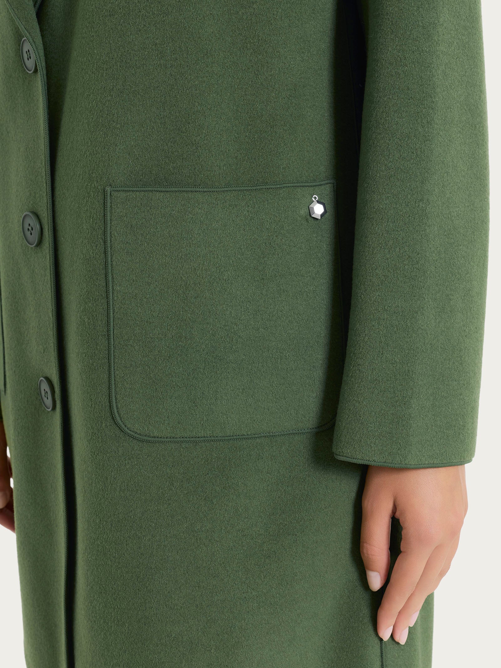 Ragno Vegan Wool Cappotto Bottoni Bronze Green caldo