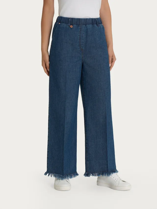 Ragno Super Denim Jeans Ampio Sfrangiato Blu