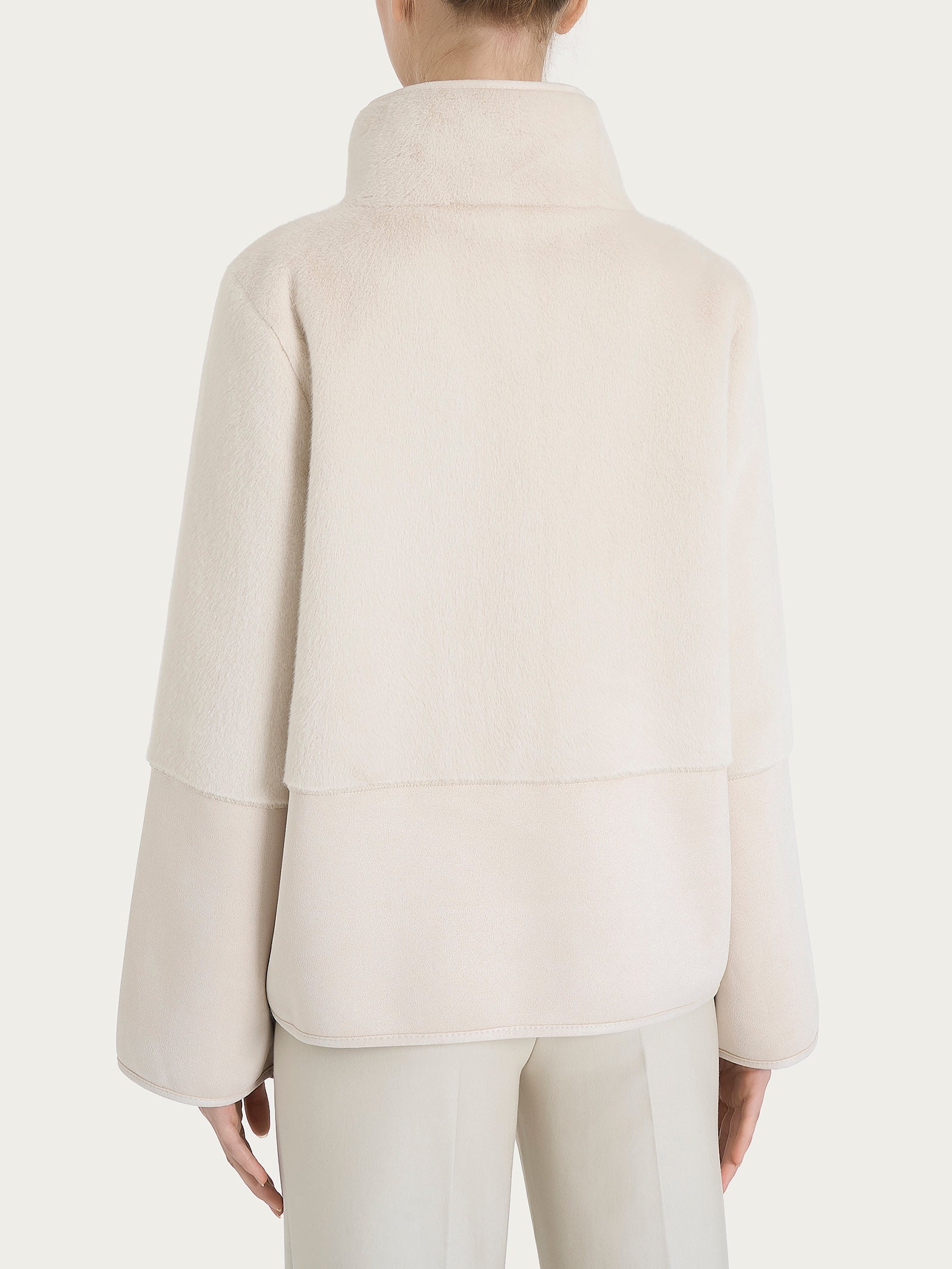 Ragno giacca corta double-face champignon in shearling