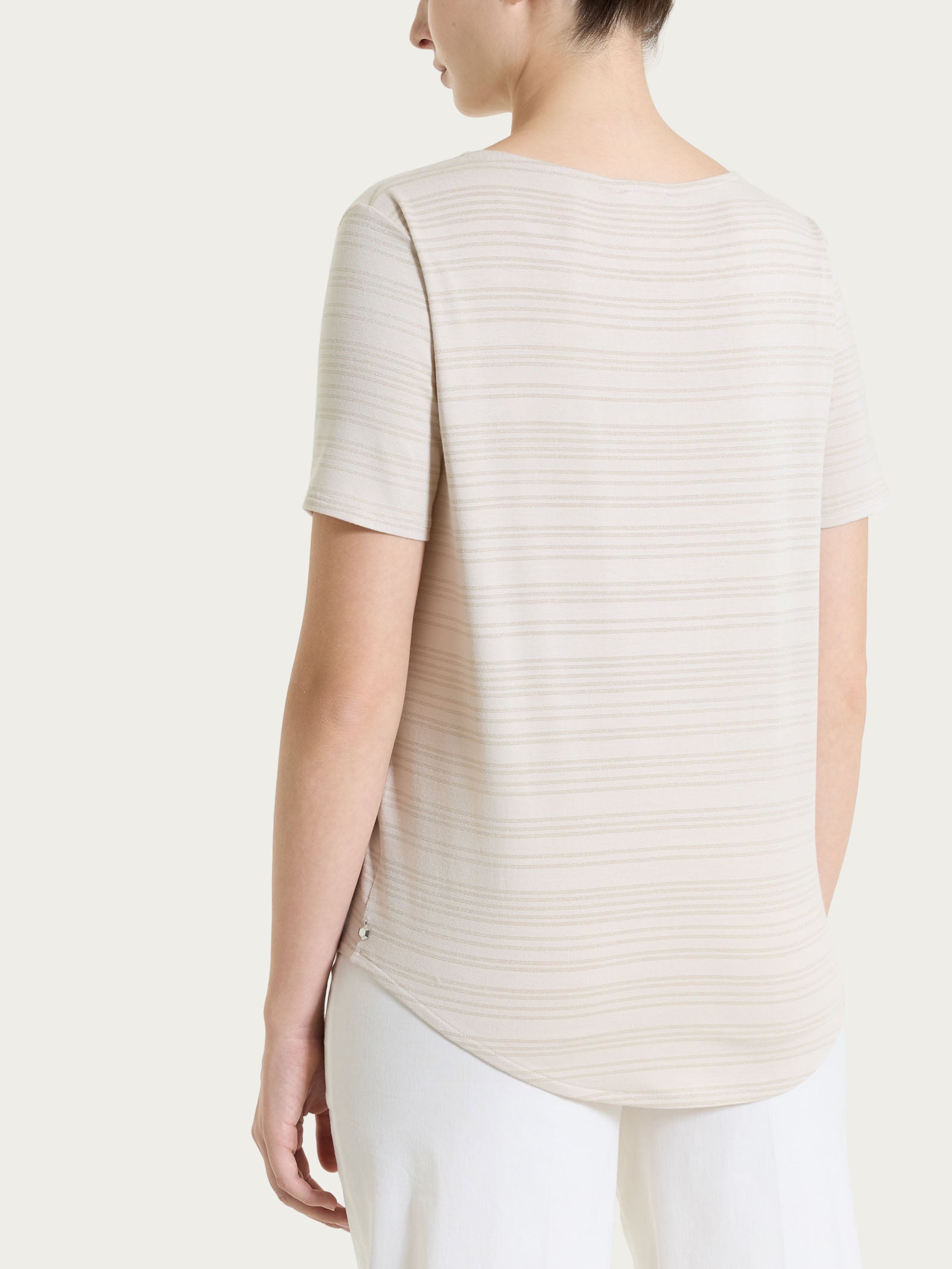 Ragno Viscosa Summer maglietta righe lurex manica corta champignon