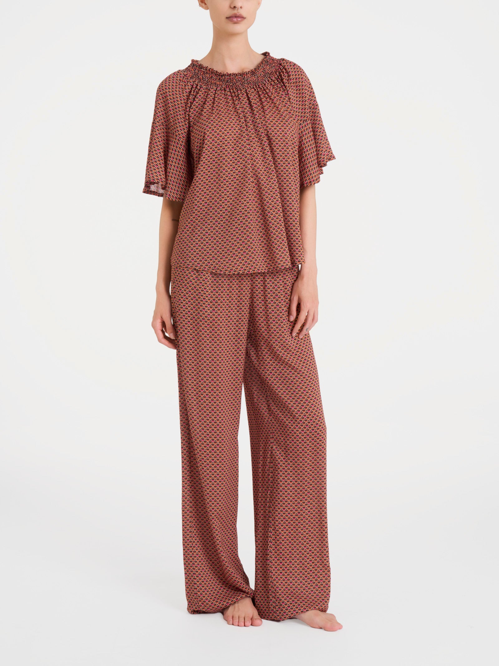 Ragno EcoSeta Maxi T-shirt maglietta Spice Route collo smock