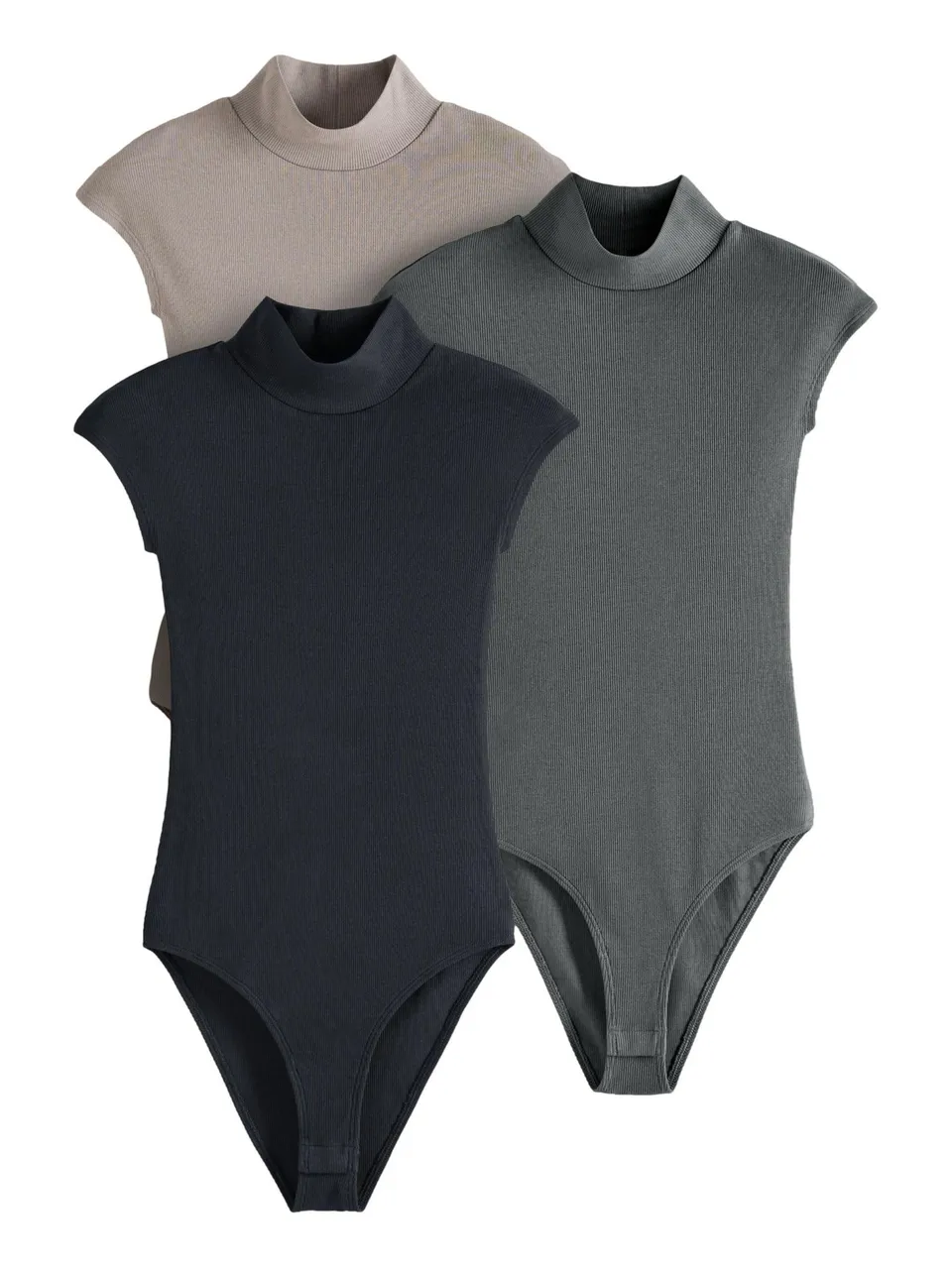 Geo Next The Set 3 body a coste collo alto nero tortora grigio cotone