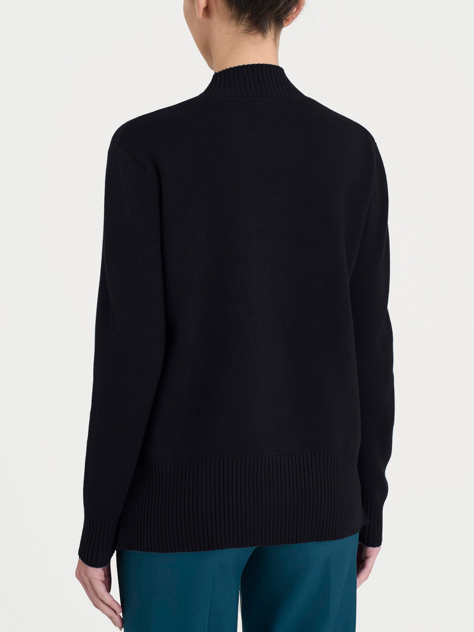Ragno Four Seasons cardigan asimmetrico collo alto nero viscosa