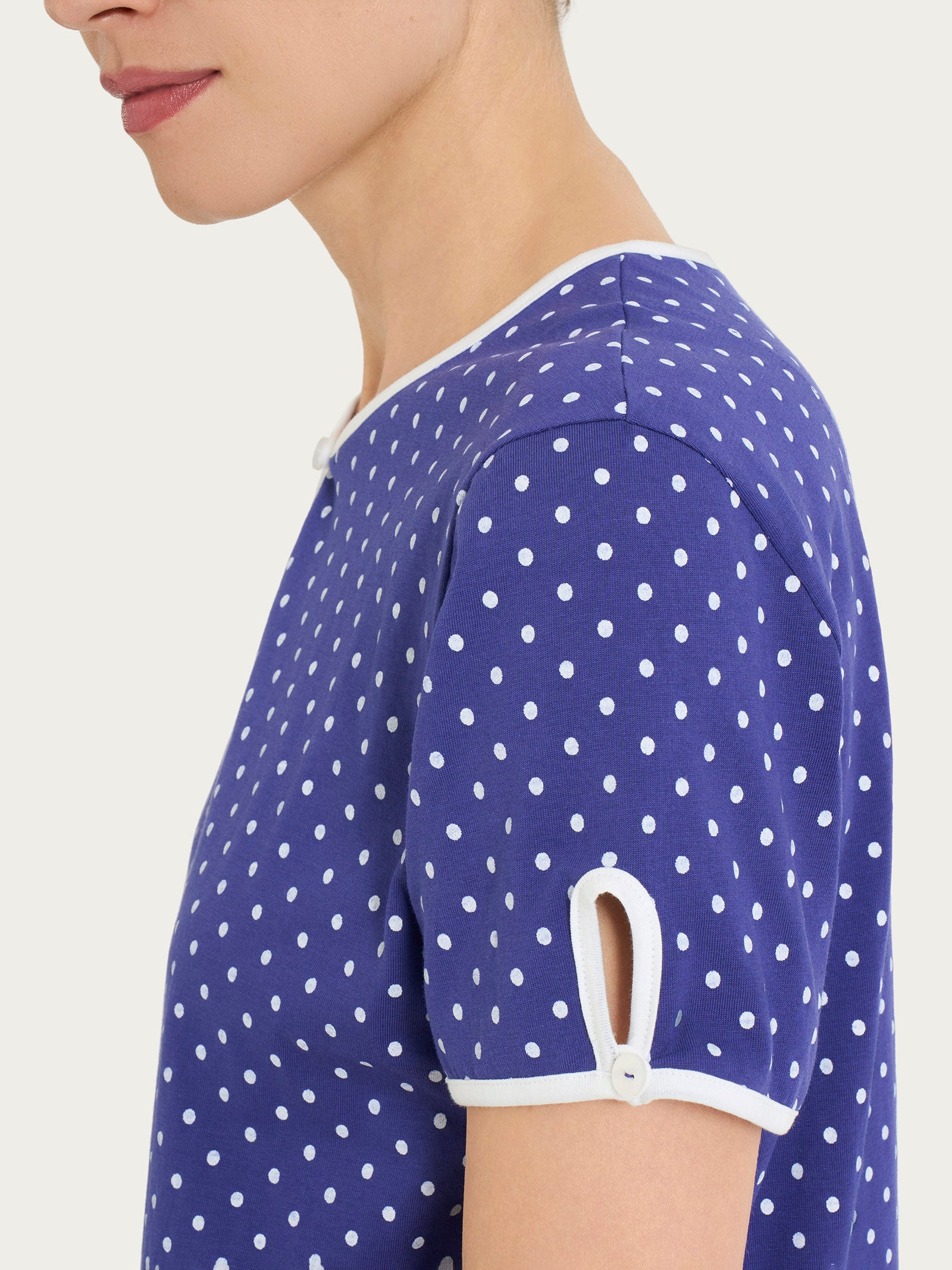 Ragno Sweet Emotion pigiama pinocchietto pois jersey cotone blu