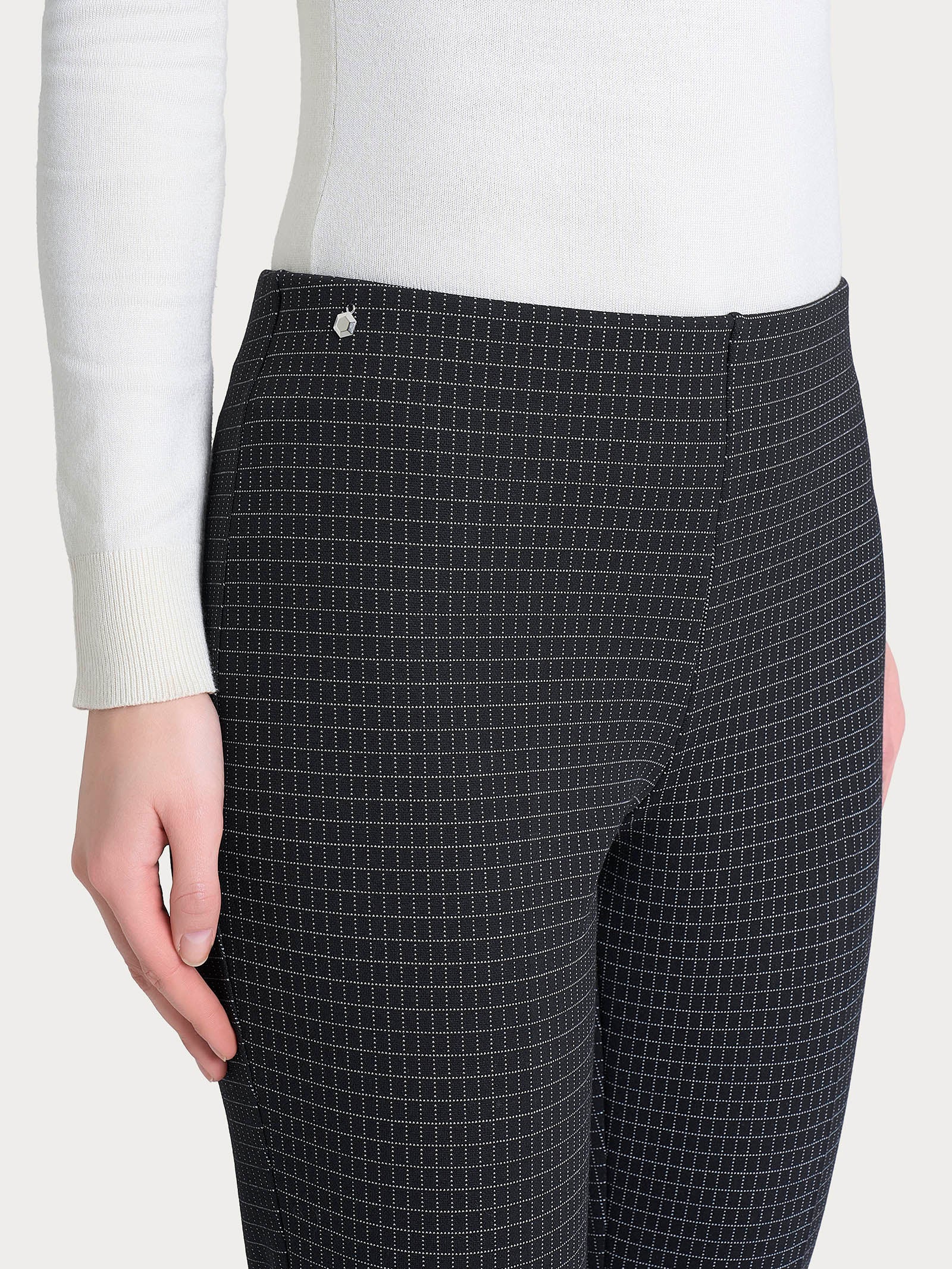 Ragno Eco Jacquard pantalone sigaretta Fant.Nero check skinny