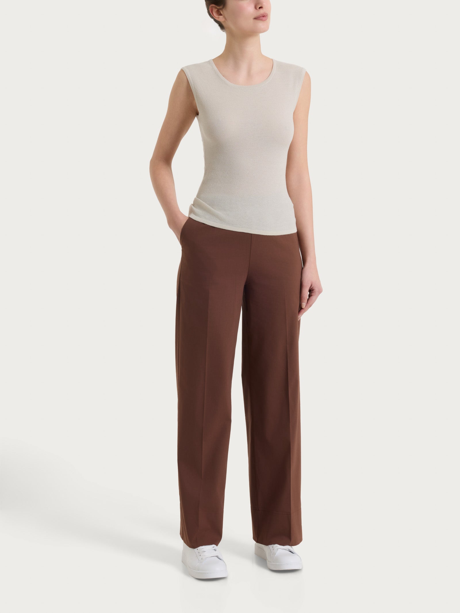 Ragno Puro Cotone Smanicato Piquet Champignon skinny