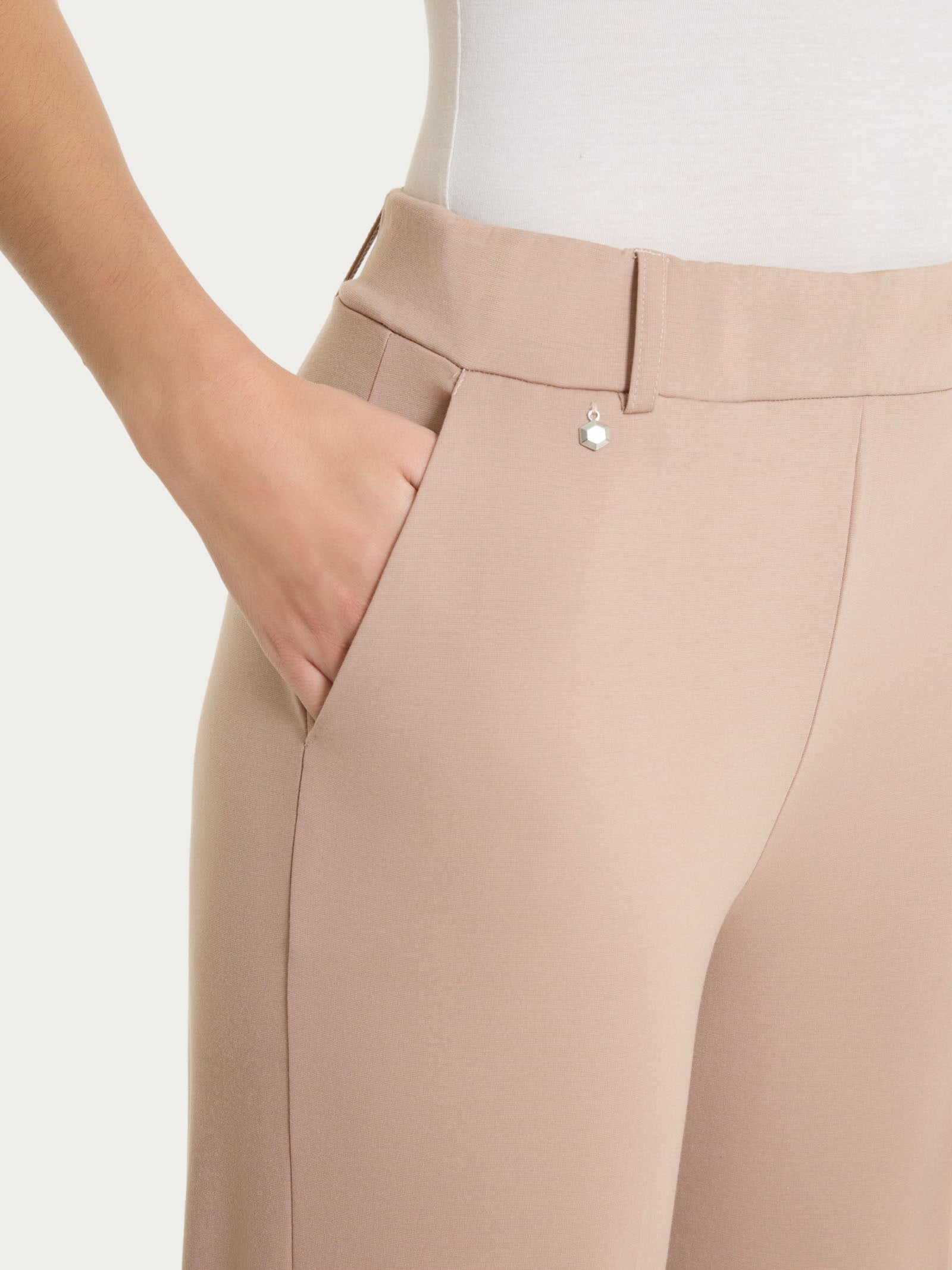 Ragno Compact Light Pantalone ampio Warm Taupe misto cotone