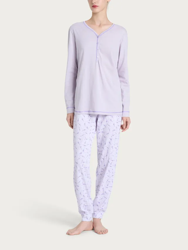 Ragno Jersey Cotone Pigiama Lungo Serafino Thistle