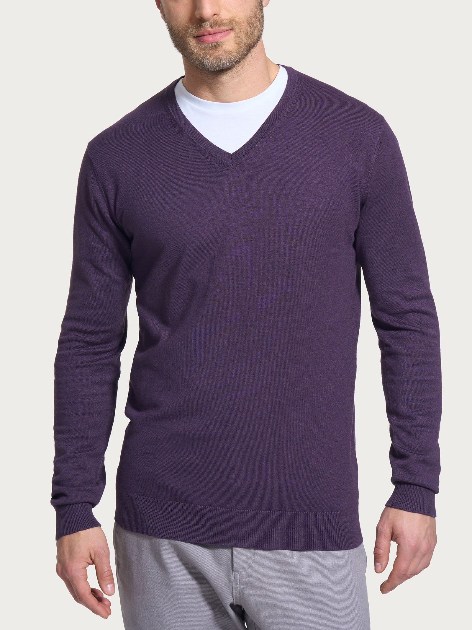 Ragno Four Seasons pull scollo a V Sunset Purple uomo misto viscosa