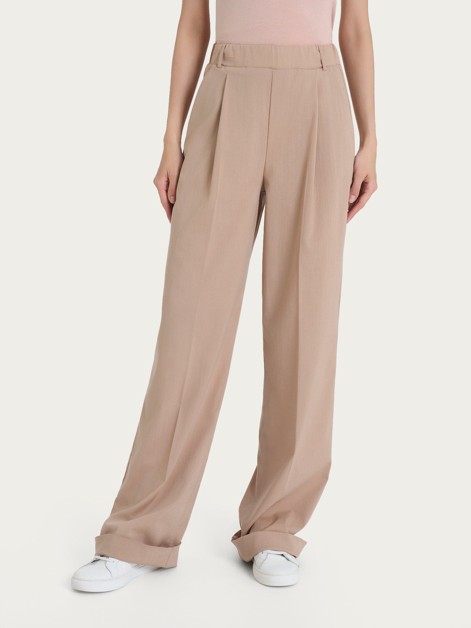 Ragno Super Natural pantalone ampio Warm Taupe tencel