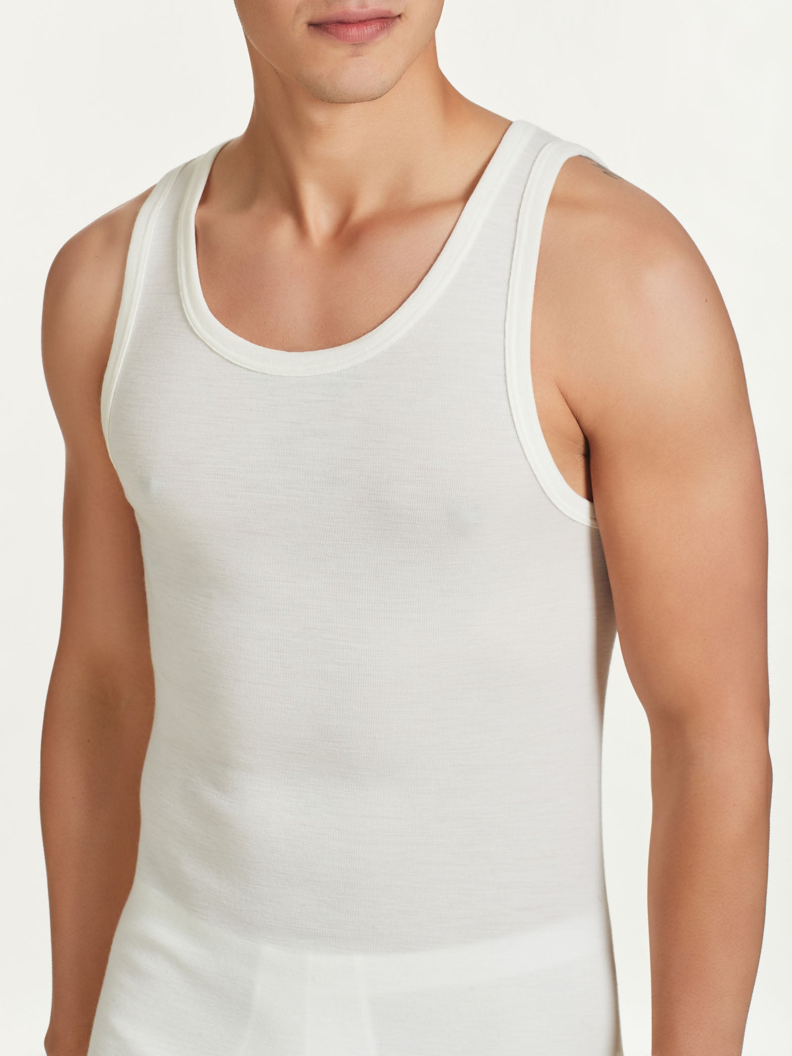 Ragno Merino Medium Canottiera Spalla Larga B.co Lana lana merino