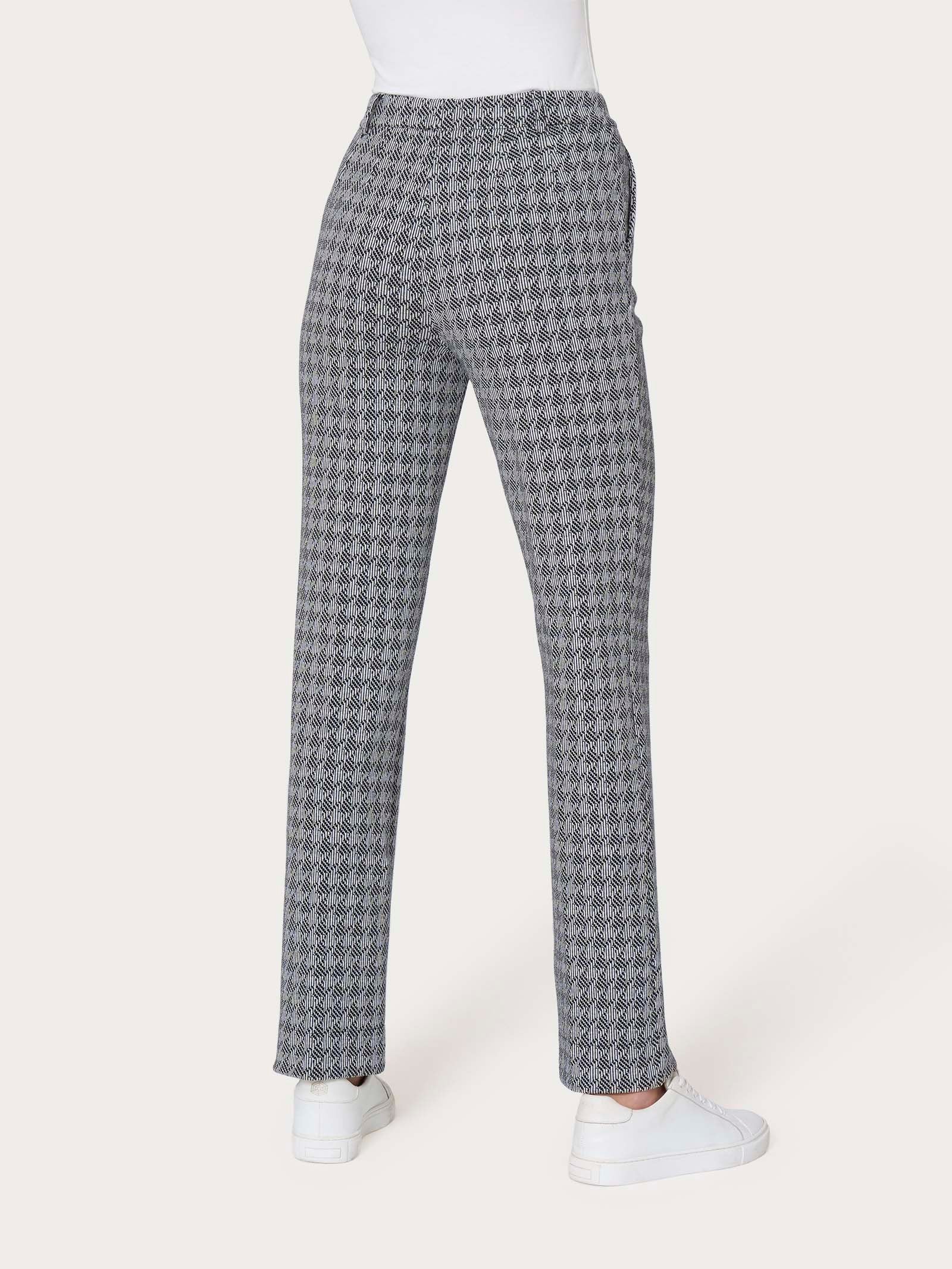 Ragno Compact Straight Leg pantalone donna nero pied de poule
