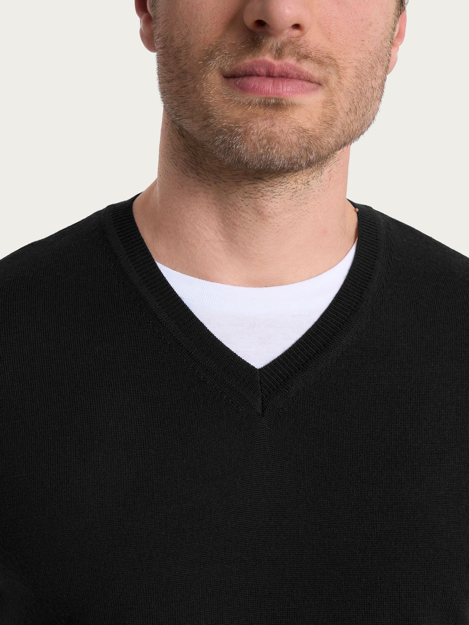 Ragno Merino Soft Pull Smanicato Lana Uomo Nero