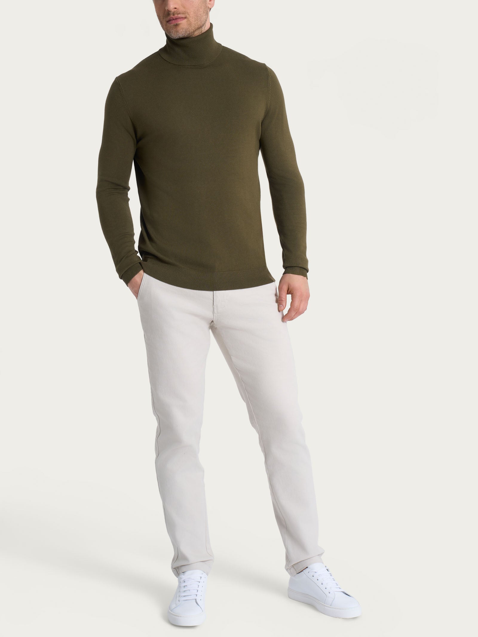 Ragno Four Seasons Dolcevita maglia uomo verde oliva misto viscosa