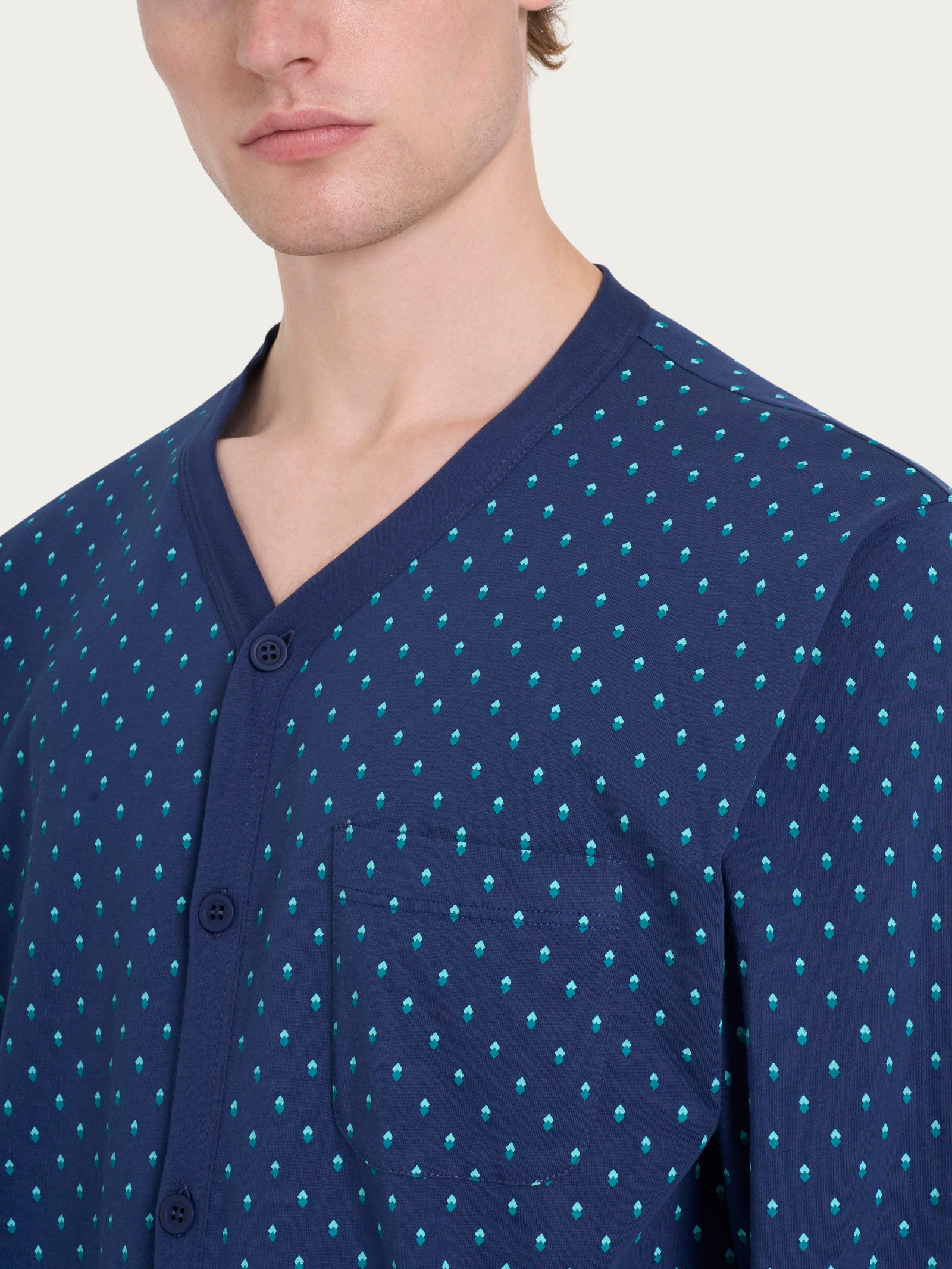 Ragno Jersey Cotone Pigiama Lungo Uomo Blu Naval Academy Cotone