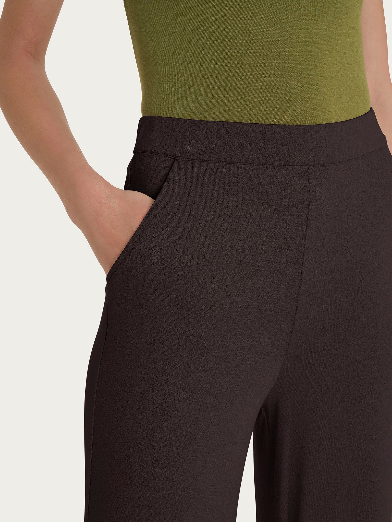 Ragno Pantalone Ampio Tasche Viscosa Chocolate