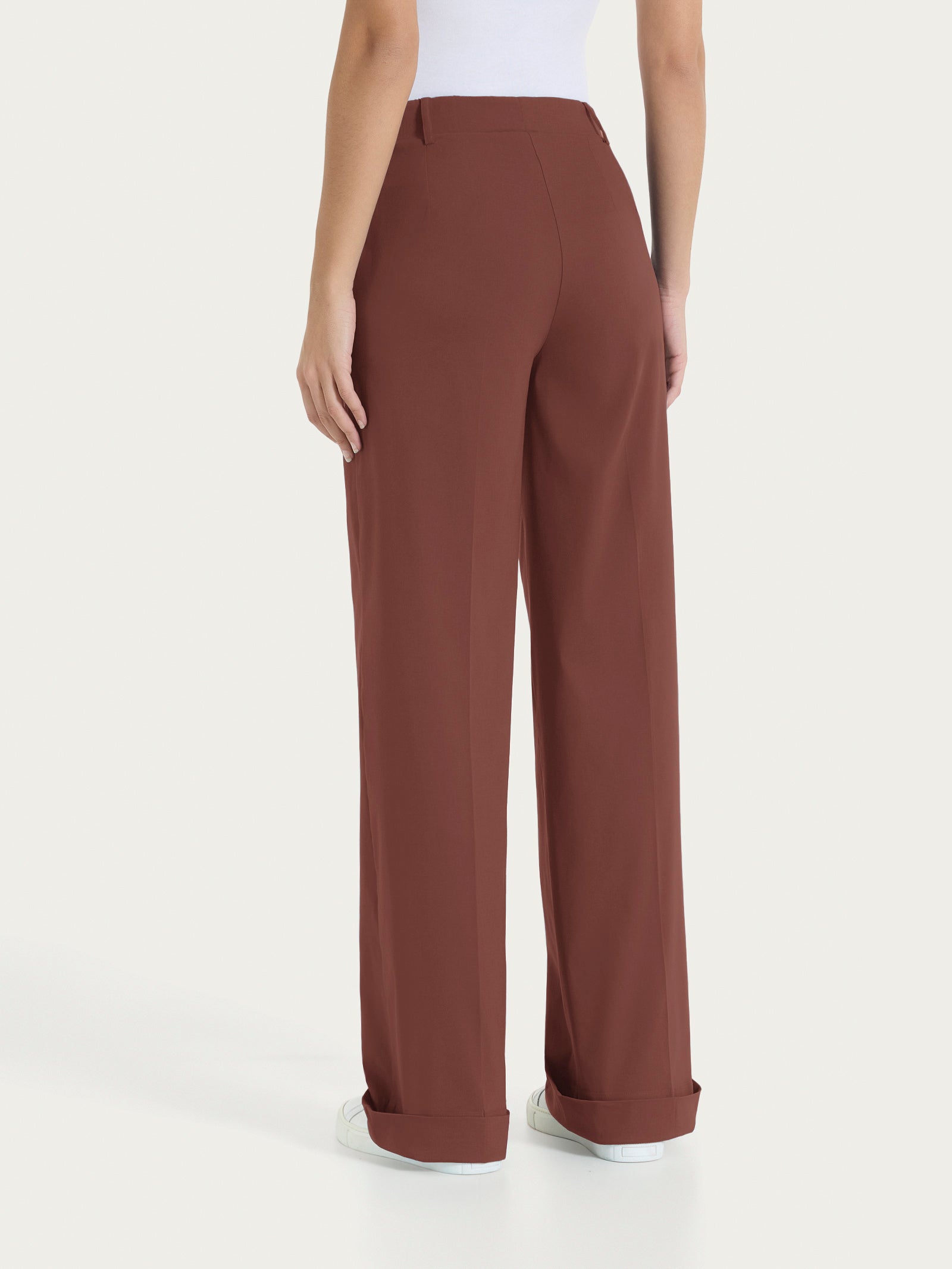 Ragno Super Fresh Pantalone Ampio Tasche Risvolto Cappuccino wide leg