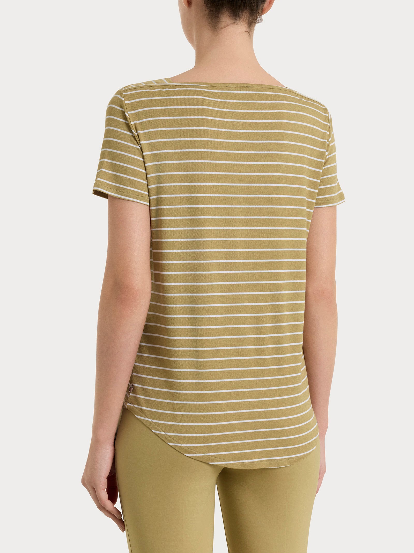 Ragno Summer Light maglietta righe viscosa Fant. Khaki