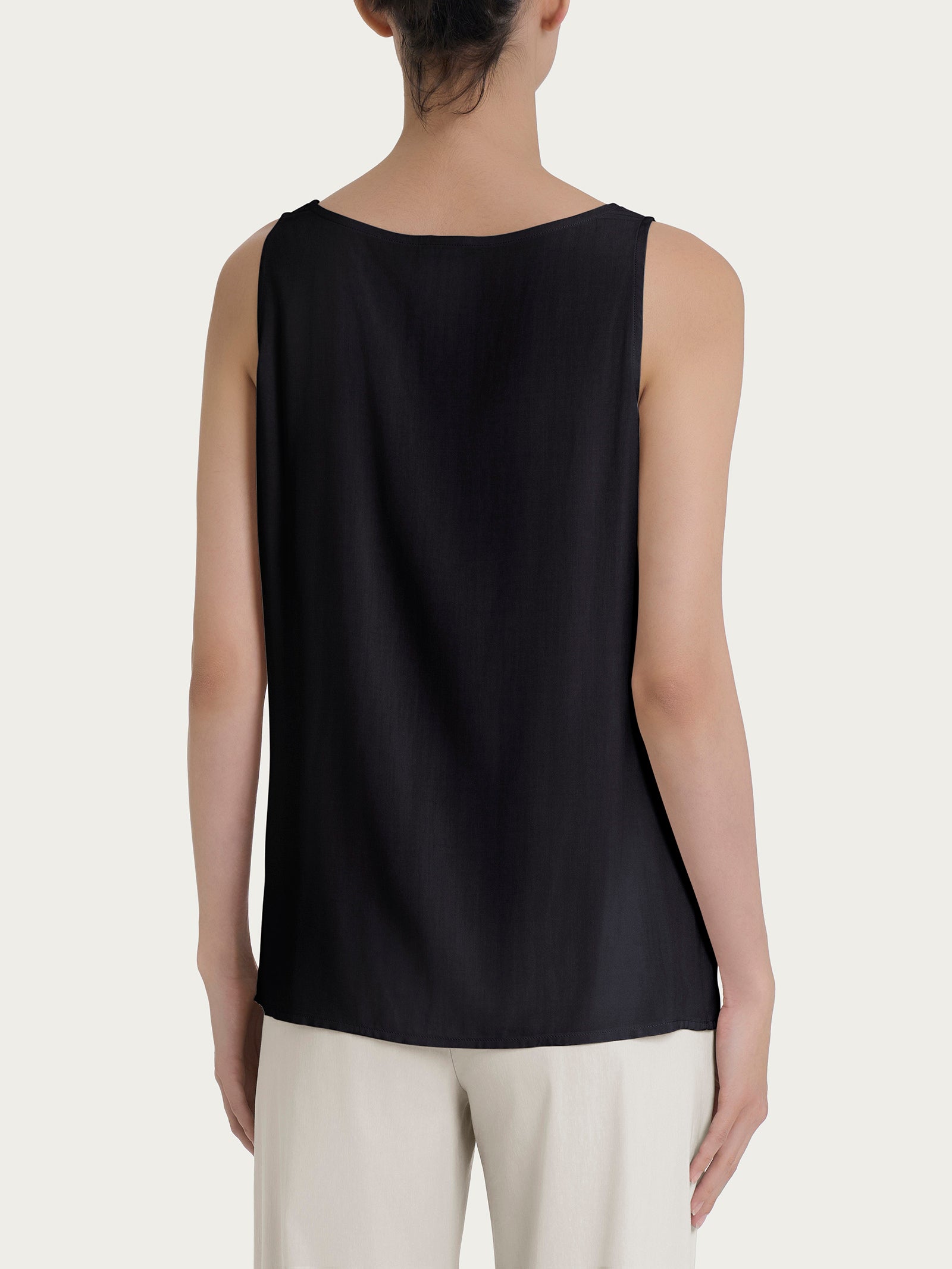 Ragno EcoSeta top smanicato spalla larga Nero