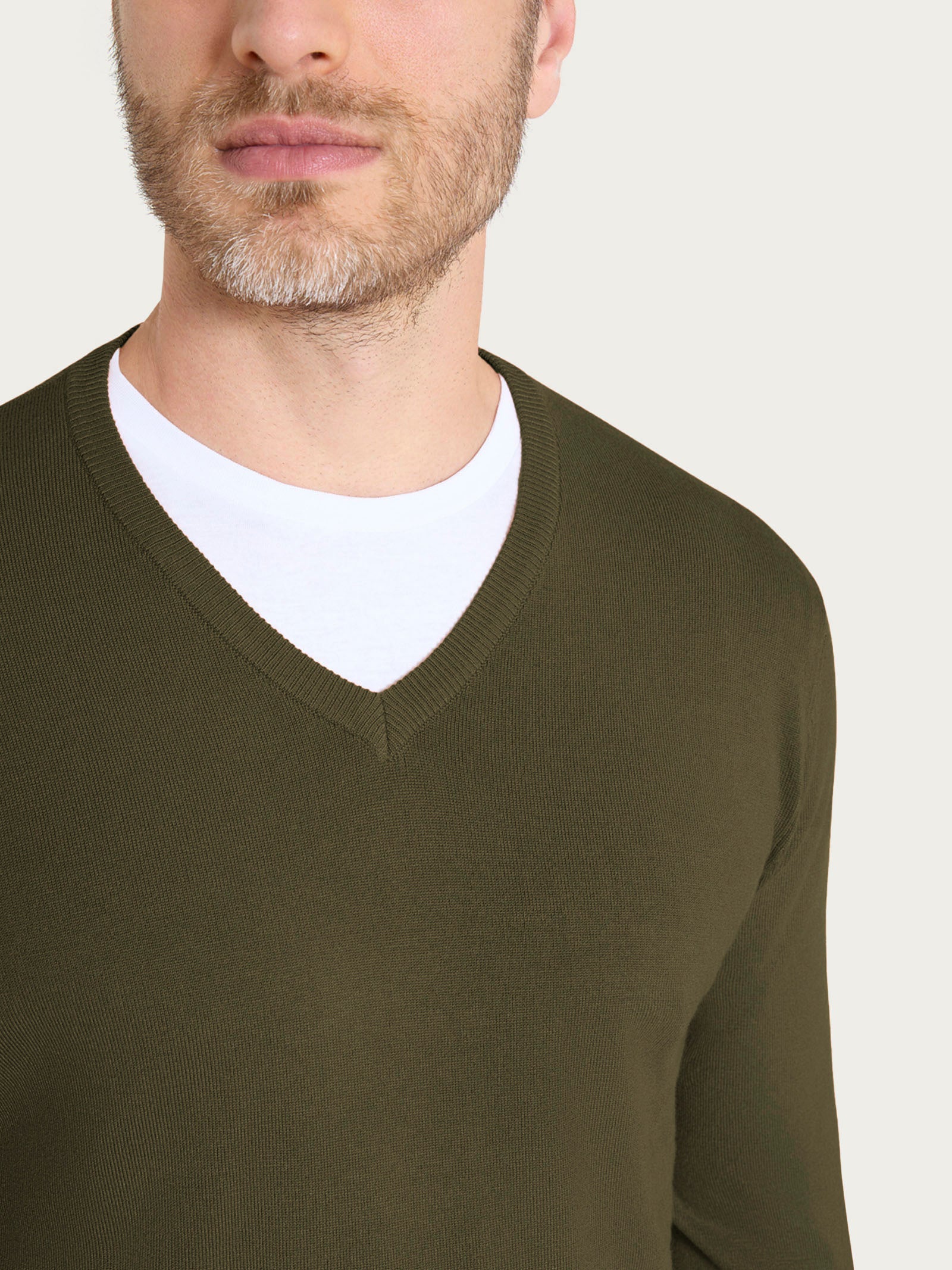 Ragno Four Seasons Pull Scollo V Uomo verde antipilling