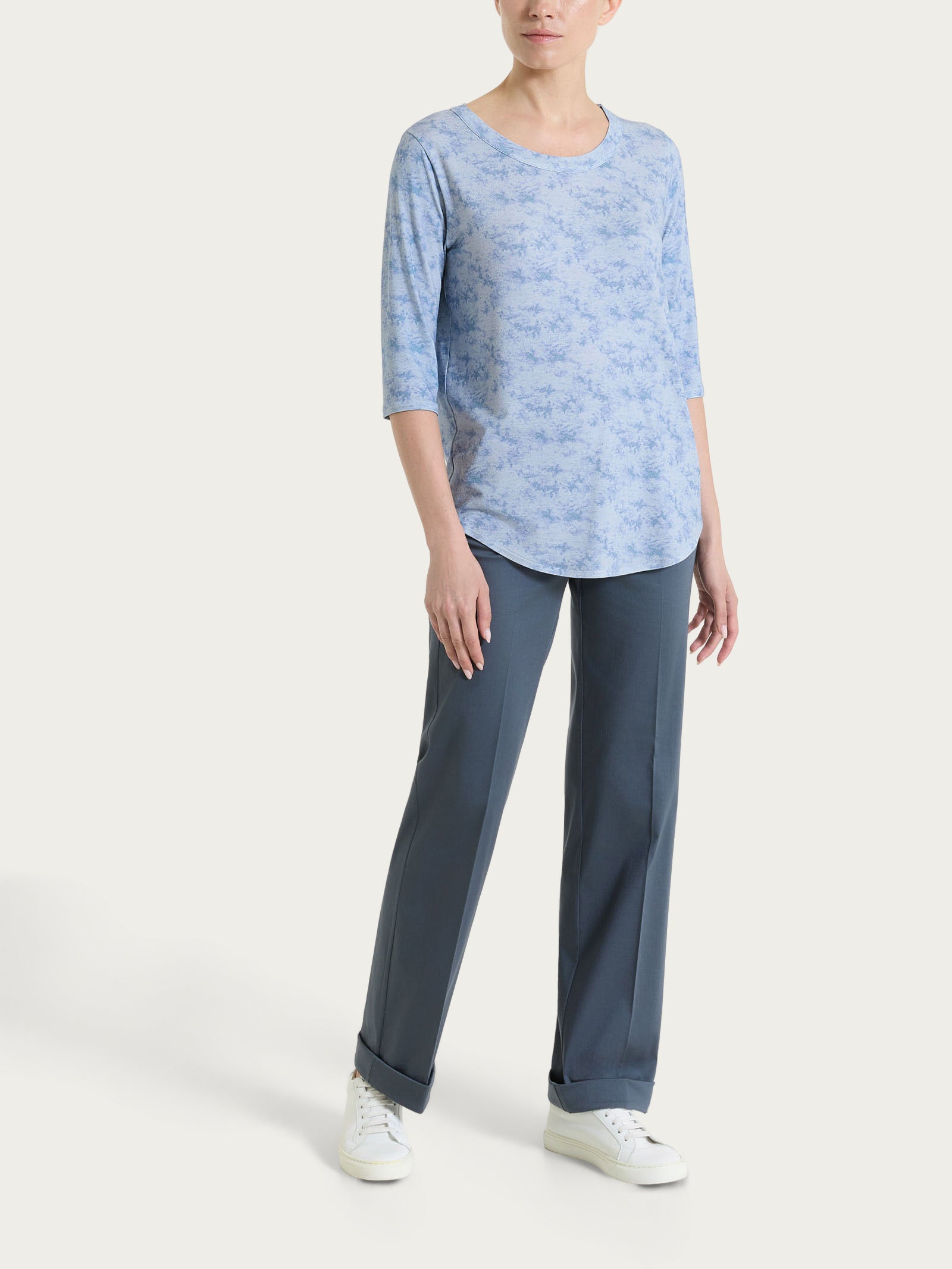 Ragno Satin Power pantalone dritto con tasche e risvolto Turbulence