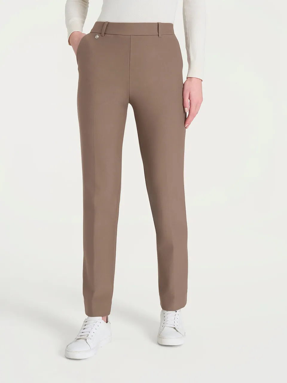 Ragno Compact Pantaloni dritti con tasche Pine Bark vita elasticizzata