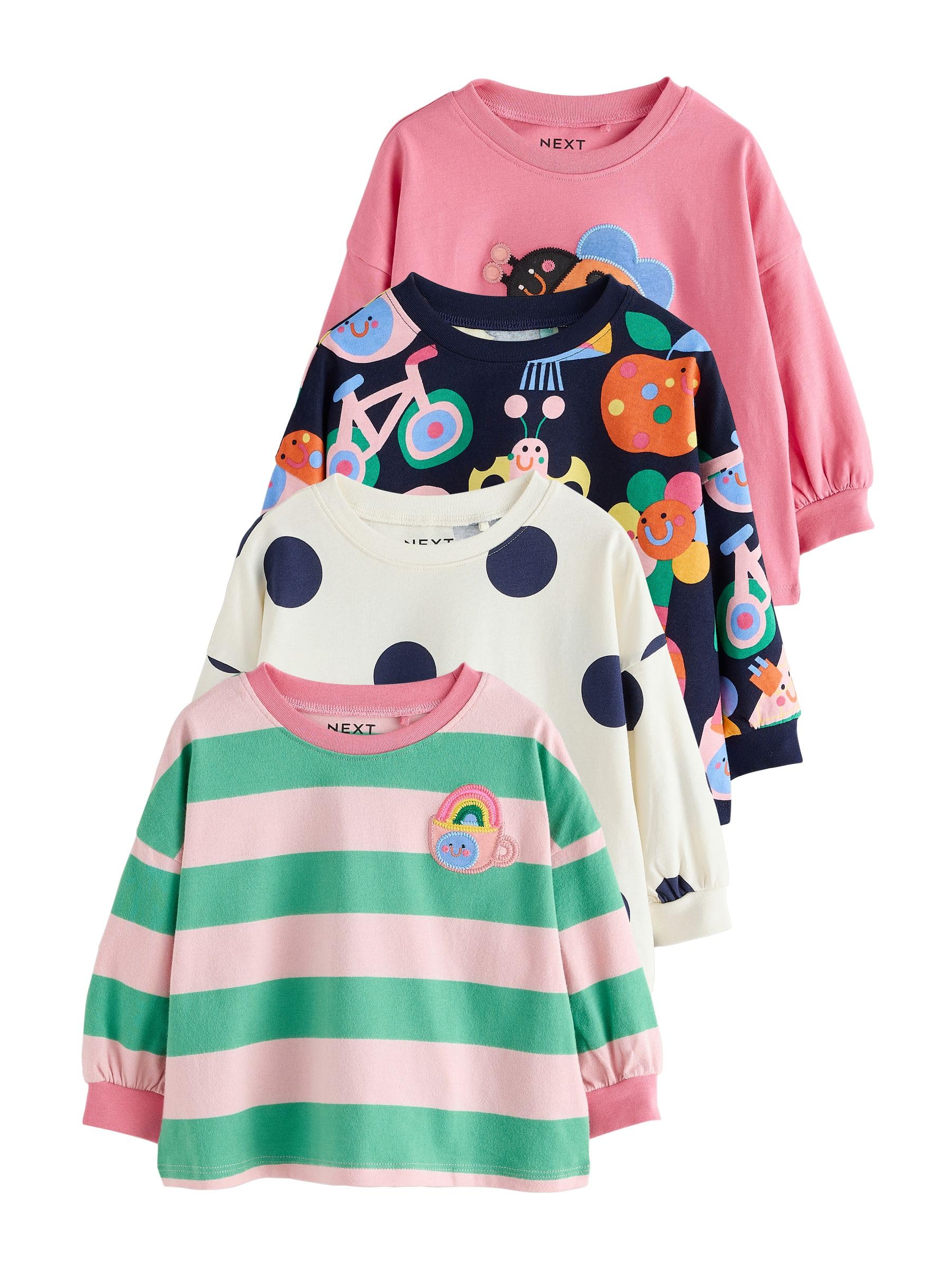 Next t-shirt bambina manica lunga 4 pezzi 68-74 cotone