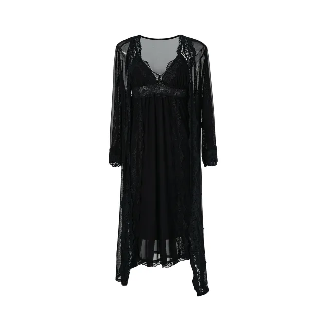 Maria Grazia Severi Midnight Elegance sottoveste nera 2 pezzi pizzo