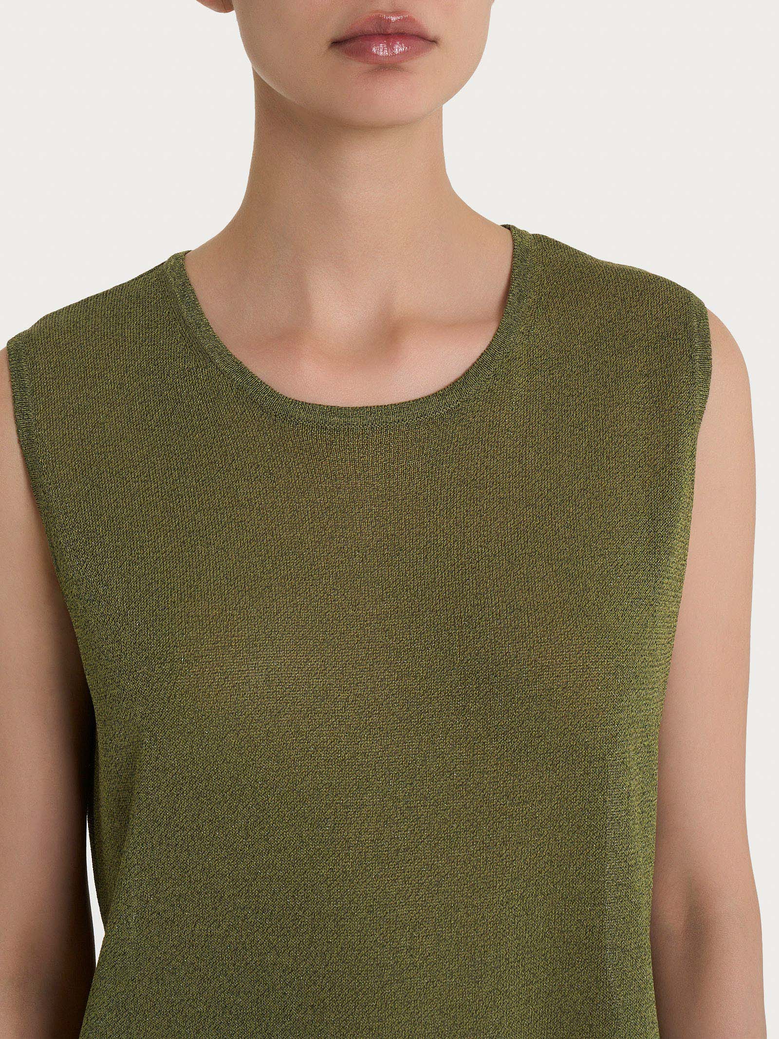 Ragno Crêpe Lurex smanicato donna Sphagnum brillante