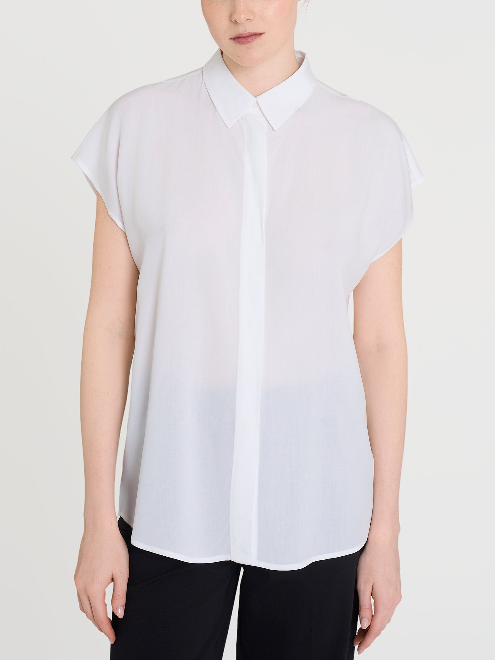 Ragno EcoSeta Kimono camicia manica corta bianca bottoni